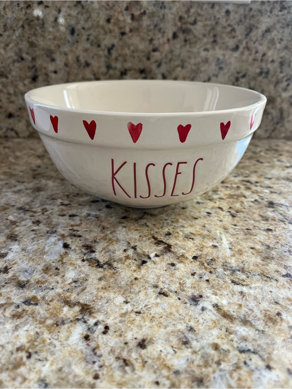 Rae Dunn Bowl with Red 'KISSES' Lettering Valentines